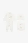 Roberto Cavalli Kit: Beanie, Bib, And Romper In White
