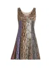 Roberto Cavalli Multicolour Python And Leather Dress In Brown