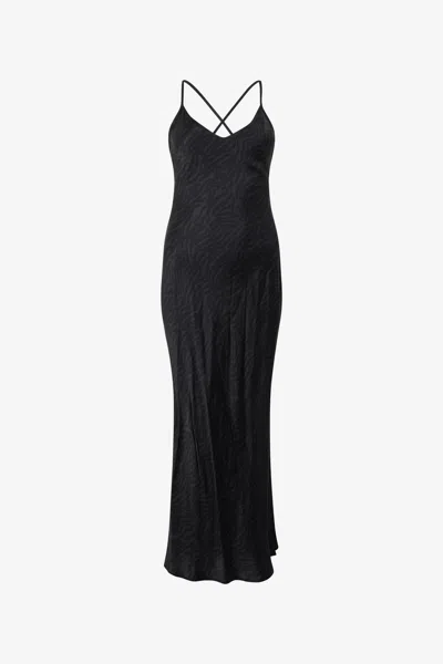 Roberto Cavalli Silk Dress With Tiger Skin Pattern In Black