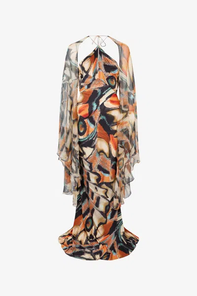 Roberto Cavalli Open-back Maxi Dress In Multi