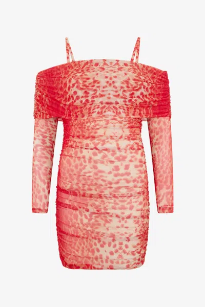 Roberto Cavalli Cheetah Skin Print Dress In Red