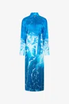 Roberto Cavalli Kleid Mit Stretto Di Messina Print In Blue