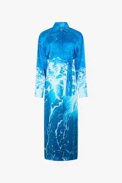 ROBERTO CAVALLI KLEID MIT STRETTO DI MESSINA PRINT