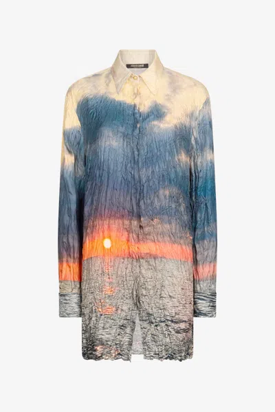 ROBERTO CAVALLI KLEID MIT SUNRISE-PRINT
