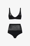 ROBERTO CAVALLI SCHWARZER HIGH-WAIST BIKINI MIT NETZSTOFF