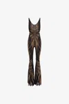 Roberto Cavalli Abstract-pattern Flared Jumpsuit In Gold