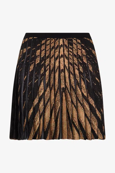 Roberto Cavalli Knit Skirt With Ray Of Gold Print