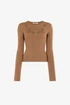 Roberto Cavalli Knit Top With Cut-out In Brown