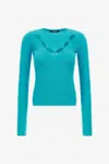 Roberto Cavalli Knit Top With Cut-out In Light Blue