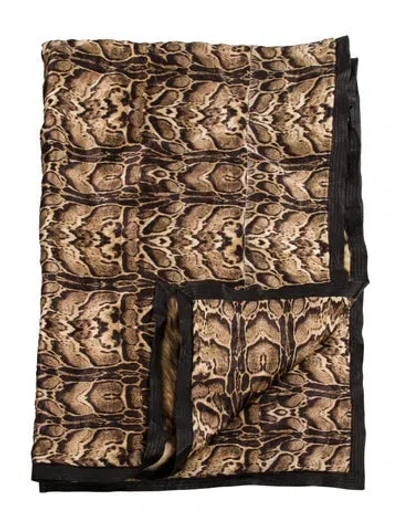 Pre-owned Roberto Cavalli Knitted Fur Throw Blanket In Brown