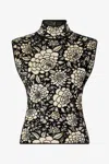 Roberto Cavalli Knitted Top With Jacquard Floral Pattern In Black