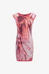 Roberto Cavalli Knitwear Dress Ice Fathers Print In Fuchsia