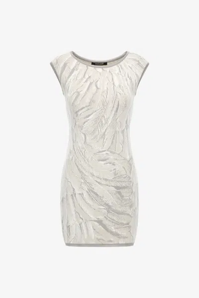 Roberto Cavalli Knitwear Dress Ice Fathers Print In White