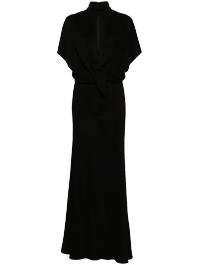 Roberto Cavalli Knot-detail Maxi Dress In Black