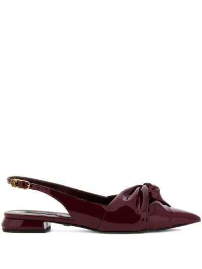 Roberto Cavalli Knot-detail Pointed-toe Flat Pumps In Burgundy