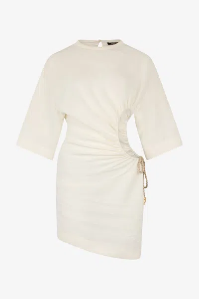 Roberto Cavalli Kurzes Kleid Mit Wall-print In Ivory