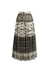 Roberto Cavalli La Tigresse Reptilla Pleated Skirt In White/black/natural