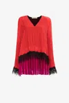 Roberto Cavalli Lace-detailed Velvet Dress In Red