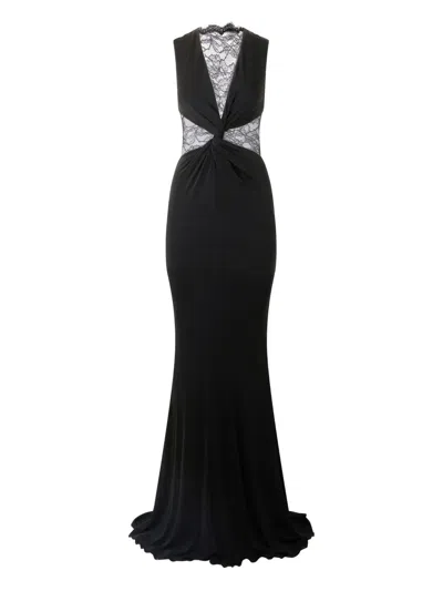 Roberto Cavalli Lace-insert Gown In Black