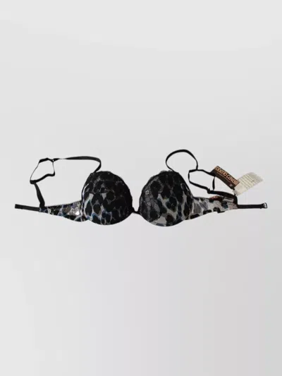 Roberto Cavalli Lace Leopard Print Nylon Bra Underwear In Black