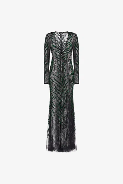 Roberto Cavalli Lace Maxi Dress In Black