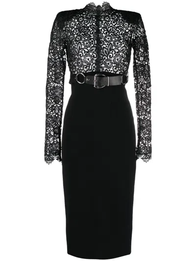 Roberto Cavalli Lace-panel Dress In Black
