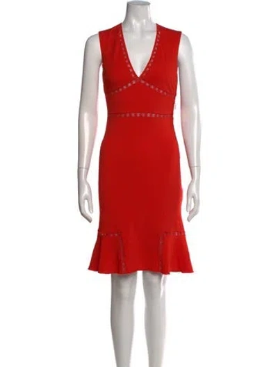 Pre-owned Roberto Cavalli Lace Pattern Knee-length Dress W/ Tags In Red