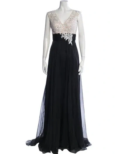 Pre-owned Roberto Cavalli Lace Pattern Long Dress W/ Tags In Black