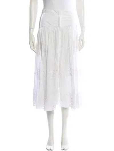 Pre-owned Roberto Cavalli Lace Pattern Midi Length Skirt In White