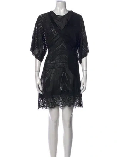 Pre-owned Roberto Cavalli Lace Pattern Mini Dress In Black