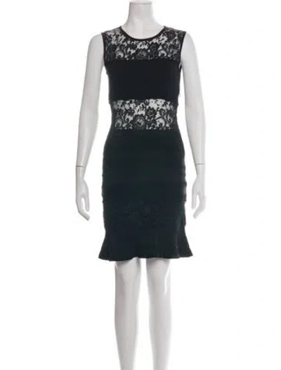 Pre-owned Roberto Cavalli Lace Pattern Mini Dress In Black