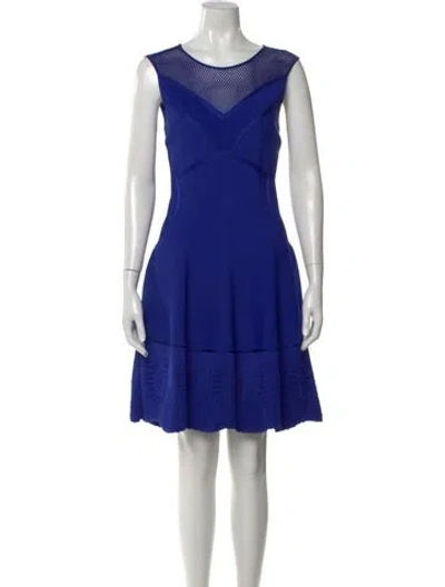 Pre-owned Roberto Cavalli Lace Pattern Mini Dress In Blue