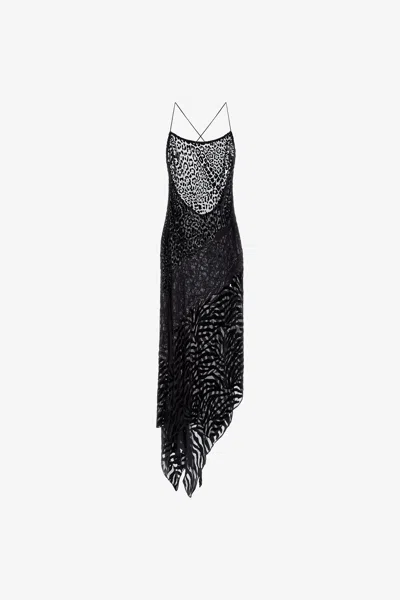 Roberto Cavalli Lace Slip Dress In Black