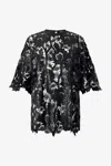 Roberto Cavalli Lace Top With Floral Macramé In Black