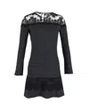 Roberto Cavalli Lace Trim Mini Dress In Grey Wool In Grey
