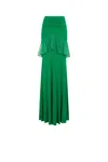 Roberto Cavalli Lace-trim Ruched Maxi Skirt In Green