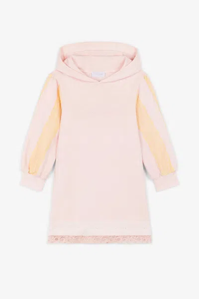 Roberto Cavalli Kids' Lace-trimmed Hooded Dress In Pink