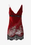 Roberto Cavalli Asymmetric Hem Draped Neckline Velvet Dress In Red