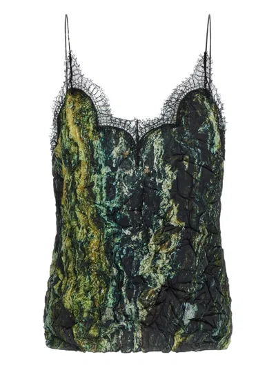 Roberto Cavalli Lace-trimmed Sleeveless Top In Multi