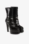 Roberto Cavalli Lace-up Leather Platform Boots In Black