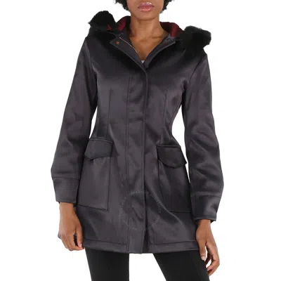 Roberto Cavalli Ladies Black Fur-trim Hood Down Jacket