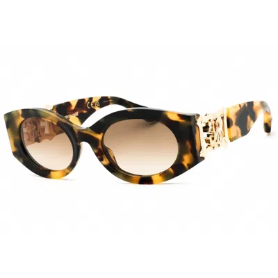 Roberto Cavalli Ladies Brown Oval Sunglasses Src064 In Orange