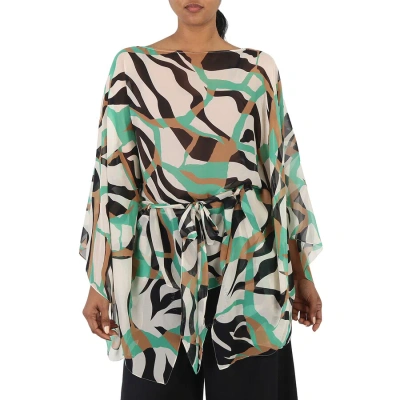 Roberto Cavalli Ladies Green Agate / Black Macro Tiger Twiga Kaftan In Green Agate/black