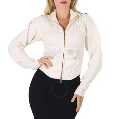 Roberto Cavalli Ladies Knitted  Zip Front Jacket In White
