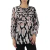 Roberto Cavalli Ladies Macro Lynx Print Tunic Silk Top In Black