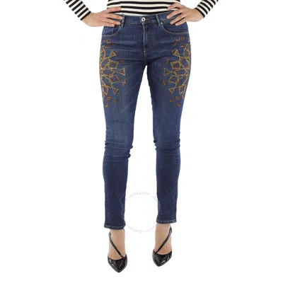 Roberto Cavalli Ladies Riad Embroidered Skinny Jeans In Blue