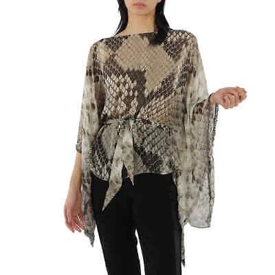 Pre-owned Roberto Cavalli Ladies Taupe Macro Python Print Silk Kaftan