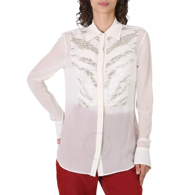 Roberto Cavalli Ladies White Cocco Zebra Silk Georgette Shirt