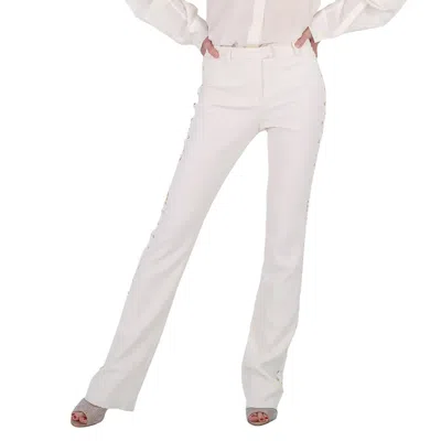 Roberto Cavalli Ladies White Mirror Snake Flared Trousers