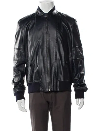 Pre-owned Roberto Cavalli Lambskin Bomber Jacket In Black